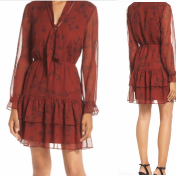 BB Dakota Dresses & Skirts - 3 for $50 BB Dakota Red Chiffon Tie Neck Dress